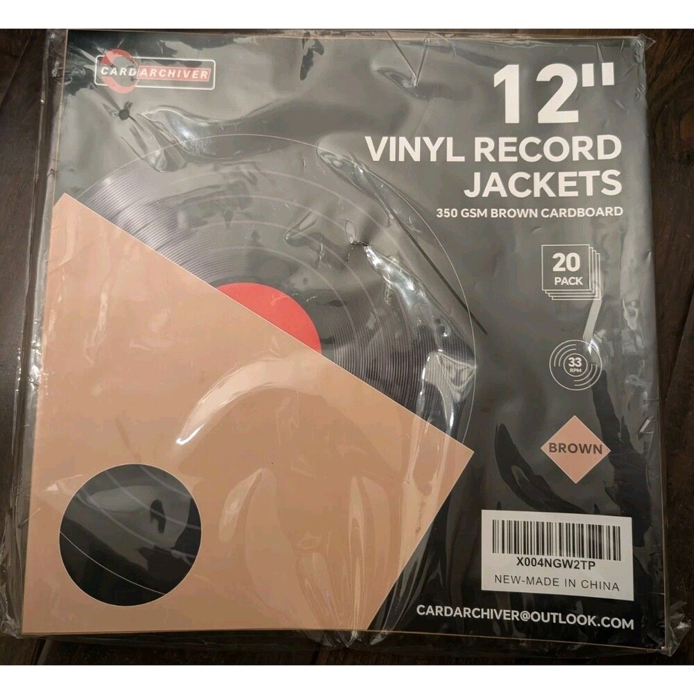 Heavy-Duty 20-Pack Brown Cardboard Vinyl Record Jackets for 12-Inch Albums